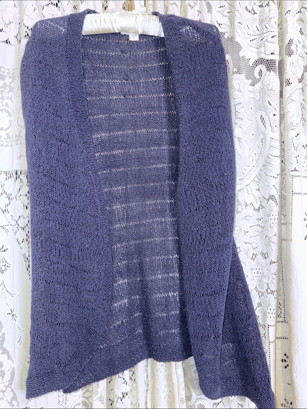 Coldwater Creek Open-Front Knit Cardigan in Deep Blue